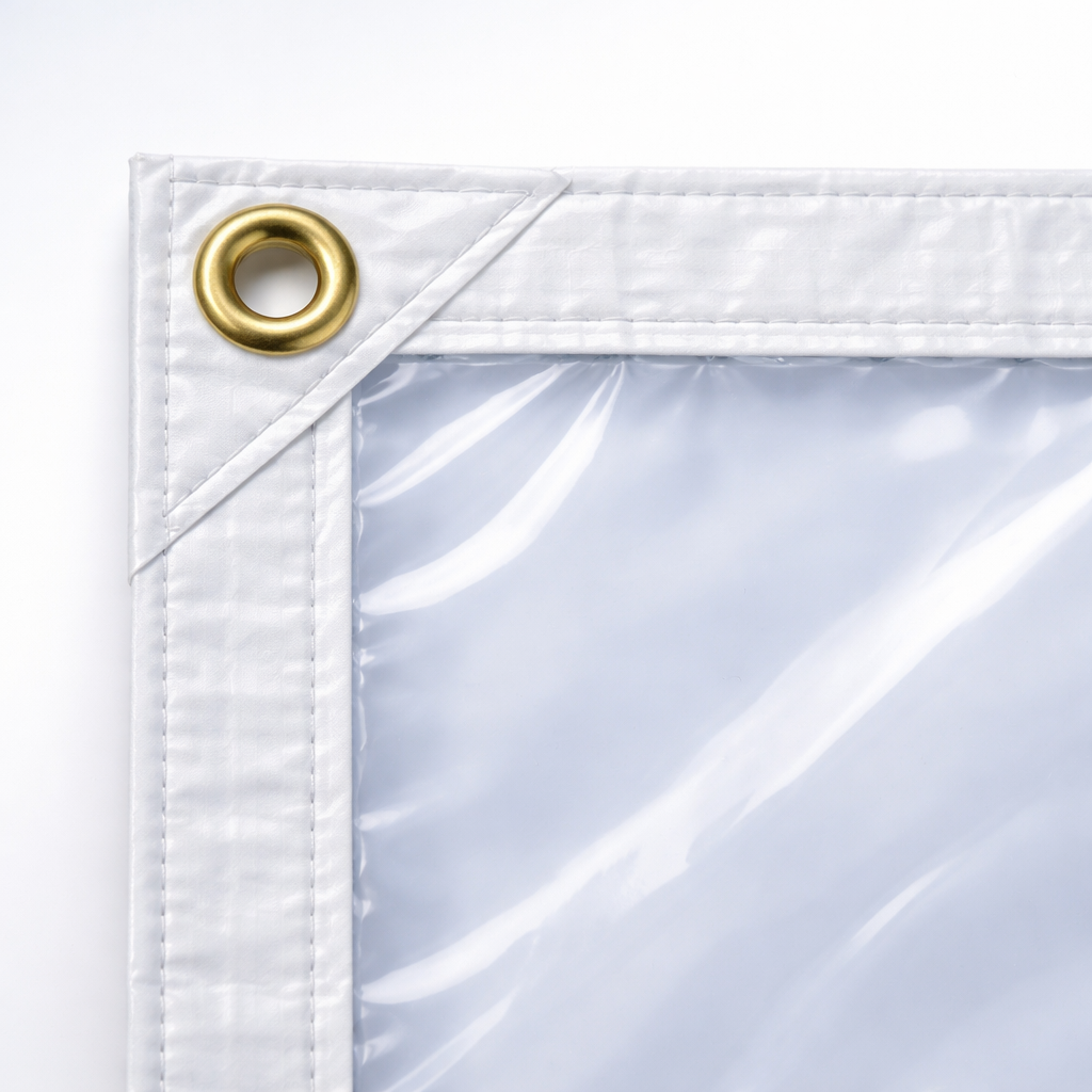 Heavy Duty Clear Tarpaulin Sheet 320gsm – Transparent PVC Cover with Brass Eyelets for Professional & Domestic Use