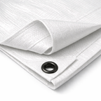 Heavy Duty Waterproof Tarpaulin 200gsm - UV-Protected Polyethylene Cover with Reinforced Eyelets for All Weather Use White