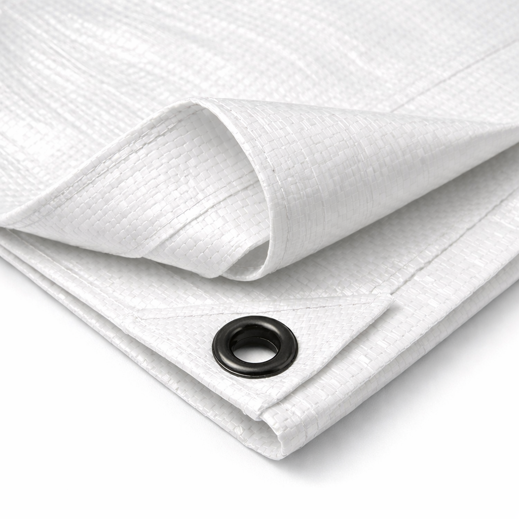 Heavy Duty Waterproof Tarpaulin 200gsm - UV-Protected Polyethylene Cover with Reinforced Eyelets for All Weather Use White