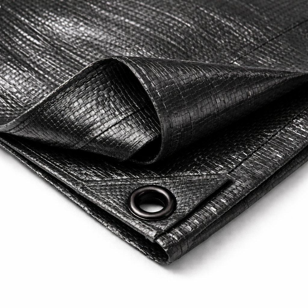 Heavy Duty Waterproof Tarpaulin 200gsm - UV-Protected Polyethylene Cover with Reinforced Eyelets for All Weather Use Black