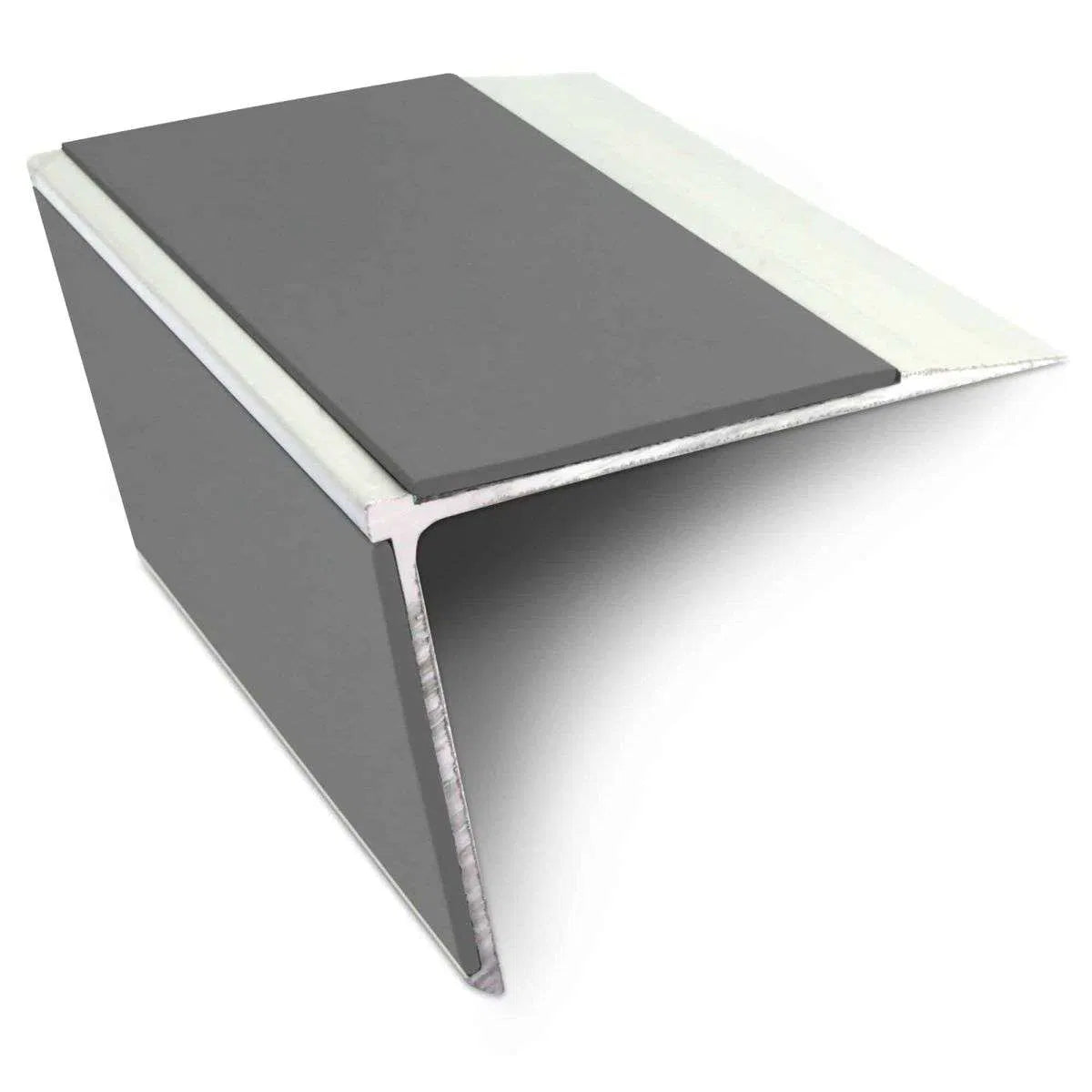 NSL28 DDA Compliant Aluminium Stair Nosing 75x58mm – Non-Slip Edge Trim with PVC Insert
