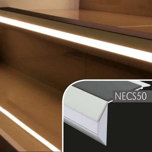 NECS50 End Caps For NSLR50 – Vision Light Out – Non Slip Stair Nosing – 2Pk ( 77.5 x 48.5mm )