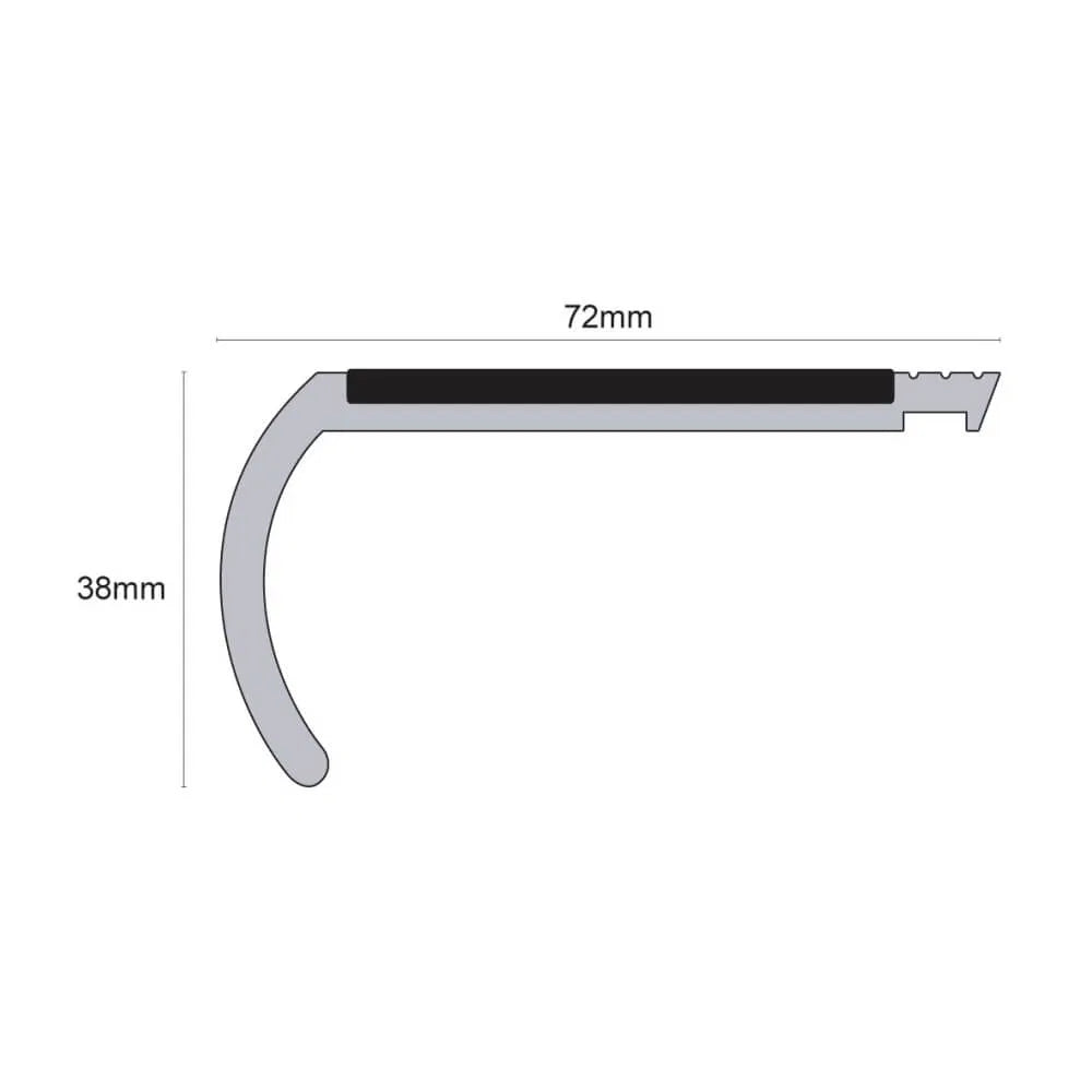NHB 72x38mm Heavy Duty Hard Nose PVC Stair Nosing – Non-Slip Profile