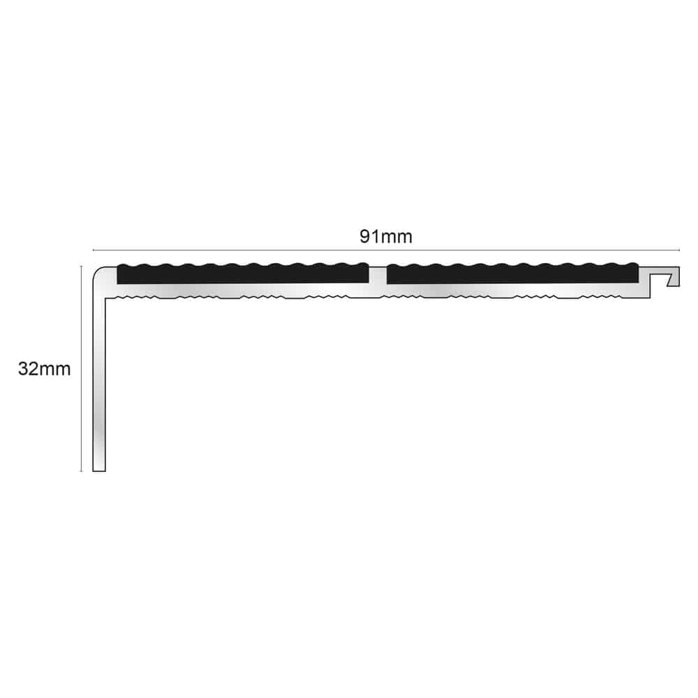 NHD11 – 91 x 32mm – Tredsafe Non Slip Stair Nosing