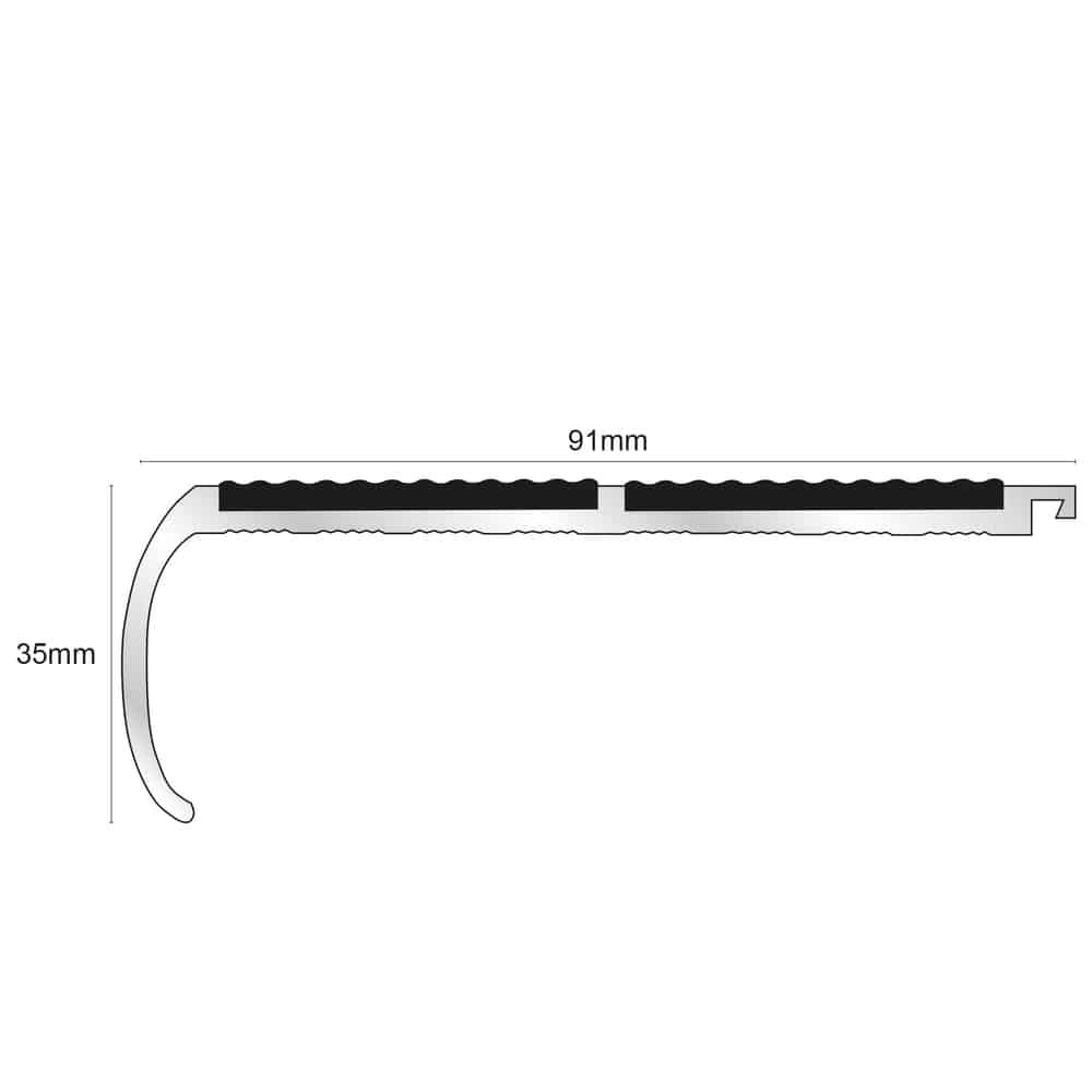 NHD13 – 91 x 35mm – Tredsafe Non Slip Stair Nosing