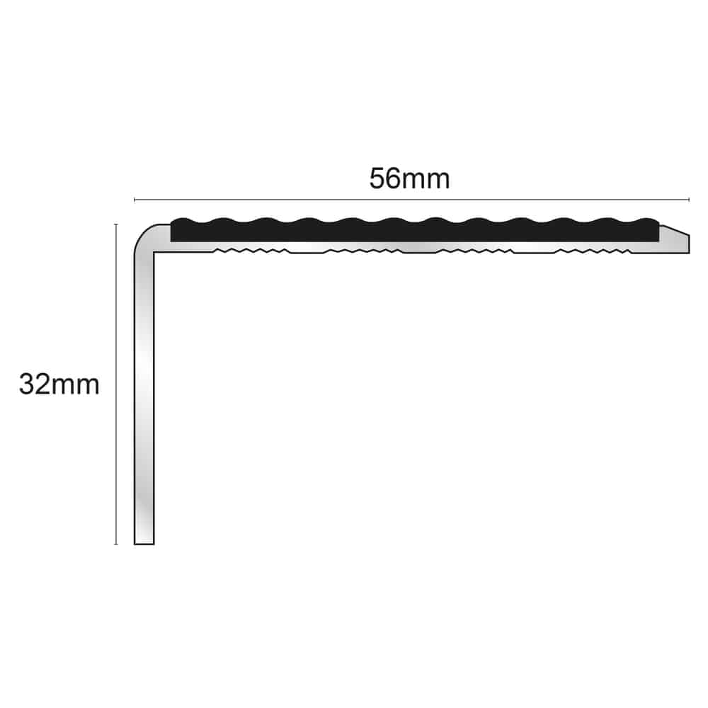 NSL01 56x32mm Aluminium Stair Edge Protector with Non-Slip PVC Insert