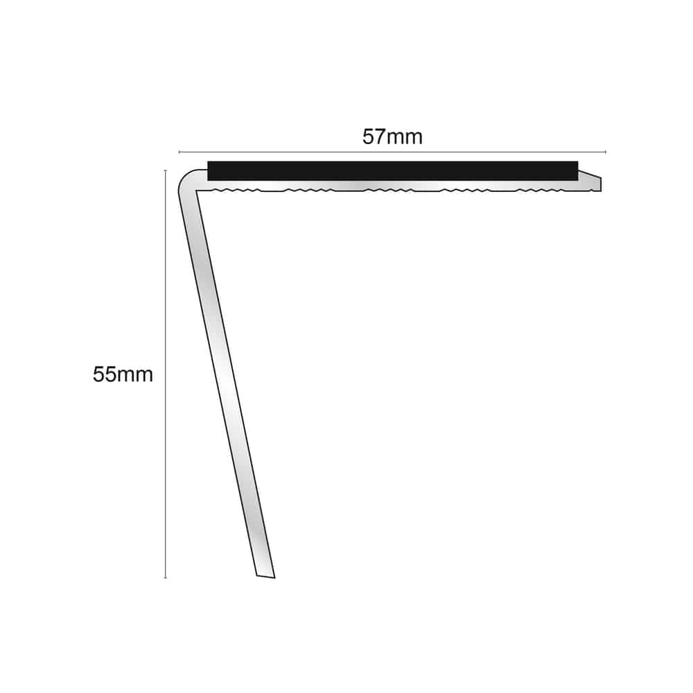 NSL20 57 x 55mm Aluminium Stair Nosing – DDA-Compliant with PVC Safety Insert