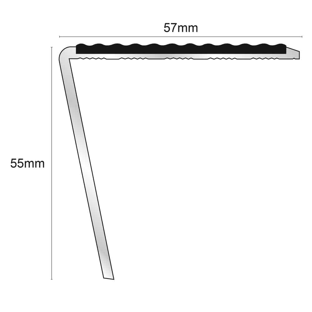 NSL20 Tredsafe 57 x 55mm DDA-Compliant Aluminium Stair Nosing with PVC Insert