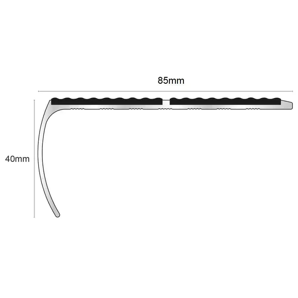 NSL29 87 x 40mm Aluminium Stair Nosing with PVC Anti-Slip Insert
