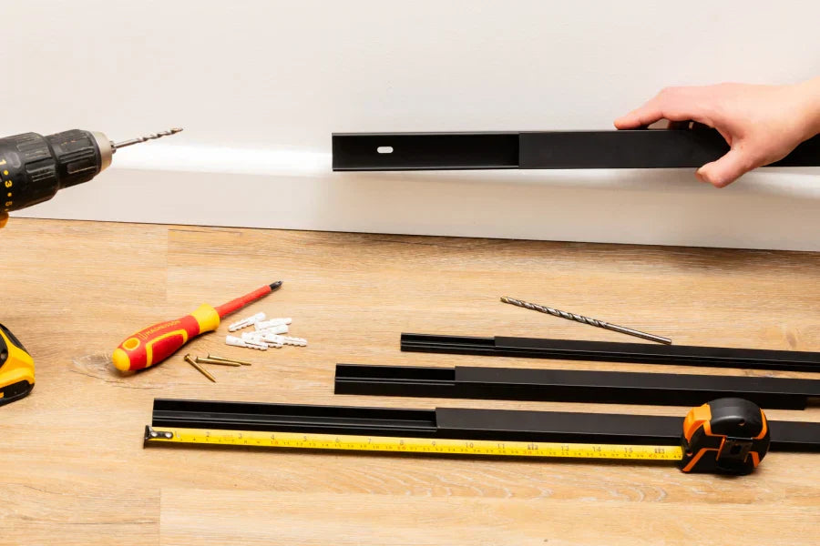 PVC Plastic Cover Mini Cable Trunking Srew Fix Wire Conduit Black