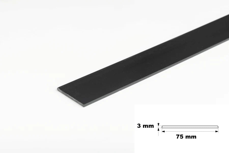 PVC Plastic TW Black White Anthracite Flat Bar Strip