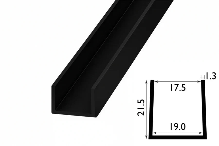 PVC U Channel Black & White Rigid Plastic TW Profile Edge Trim