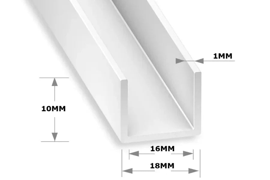 PVC U Channel White Rigid Plastic Edge Protector Cezar Profile Edge Trim