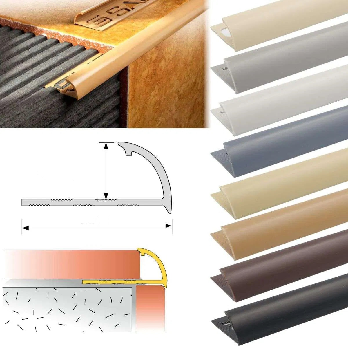 PVC Round Edge Quadrant Tile Trim – 8mm, 10mm, 12.5mm