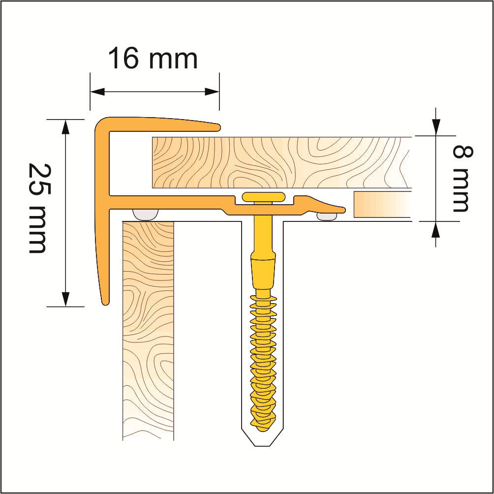 16x25mm Push-In Wood Effect PVC Stair Nosing – UPVC Edge Trim for Laminate & Wood Floors