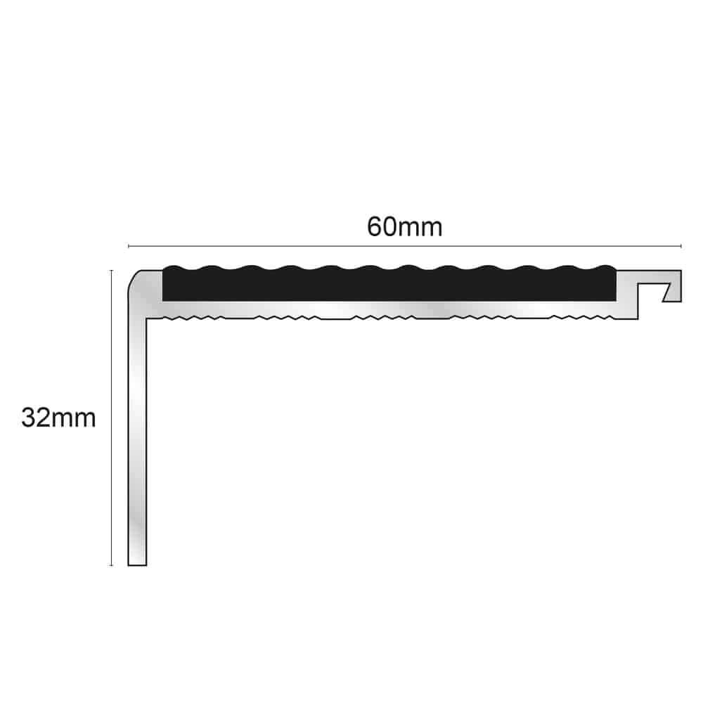 NHD05 60 x 32mm Aluminium Tredsafe Non-Slip Stair Edge