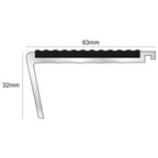 63mm Aluminium Stair Edge with Tredsafe Anti-Slip Insert – NHD06