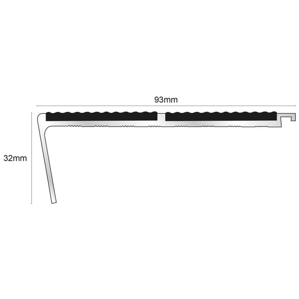 NHD12 – 93 x 32mm – Tredsafe Non Slip Stair Nosing