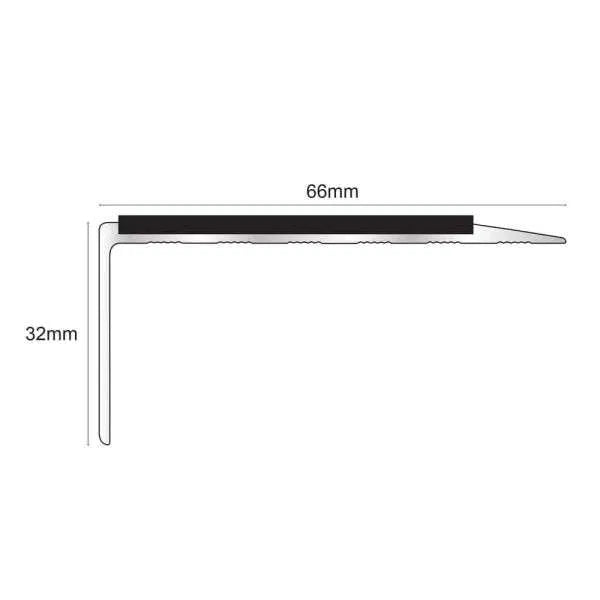 NSL15 66 x 32mm Aluminium Stair Edge Trim with PVC Anti-Slip Insert