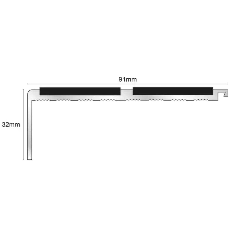 NHD11 91 x 32mm Aluminium Non-Slip Stair Nosing – Wide Safety Edge