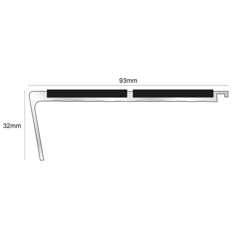 NHD12 93 x 32mm Aluminium Non-Slip Stair Nosing – Wide Edge Protection