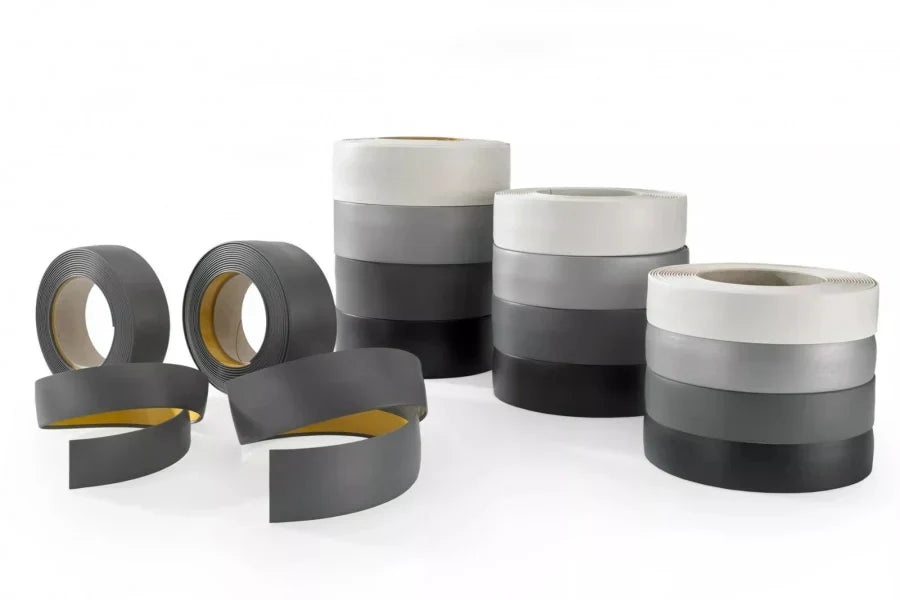 Self-Adhesive PVC Plastic Roll Black White Anthracite Cover Strip Flat Bar