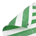 Heavy Duty Striped Waterproof Tarpaulin Sheet 170gsm - Reinforced Market Stall Cover with Eyelets - UV Protected UK Tarp Green White Stripe