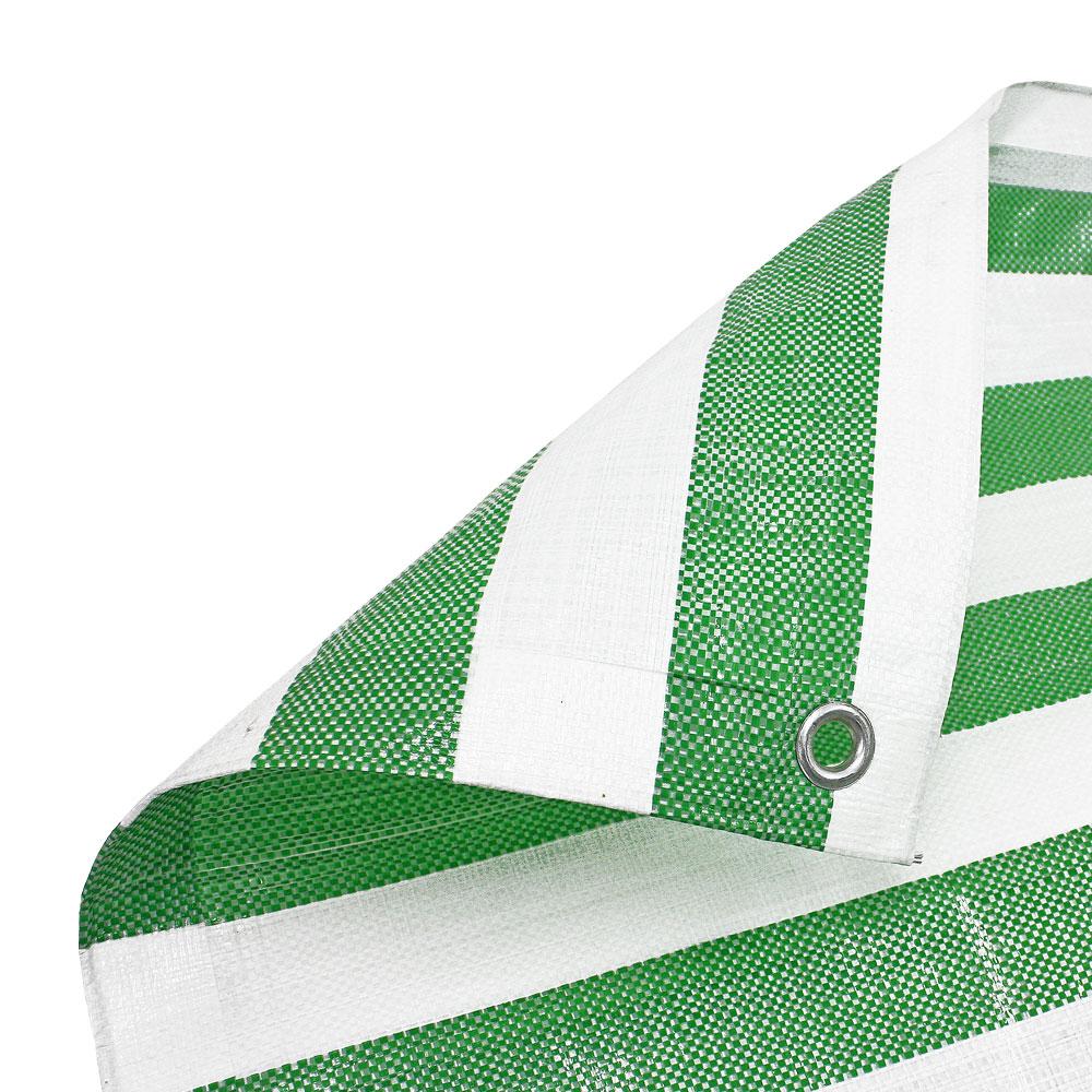 Heavy Duty Striped Waterproof Tarpaulin Sheet 170gsm - Reinforced Market Stall Cover with Eyelets - UV Protected UK Tarp Green White Stripe