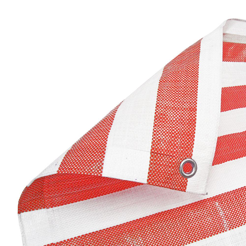 Heavy Duty Striped Waterproof Tarpaulin Sheet 170gsm - Reinforced Market Stall Cover with Eyelets - UV Protected UK Tarp Red White Stripe