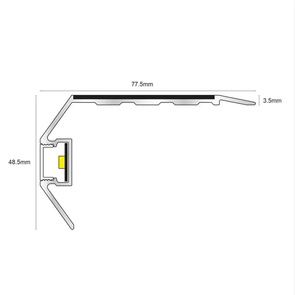NSLR50 – Vision Light Out – Tredsafe Non Slip 77.5 x 48.5mm Stair Nosing