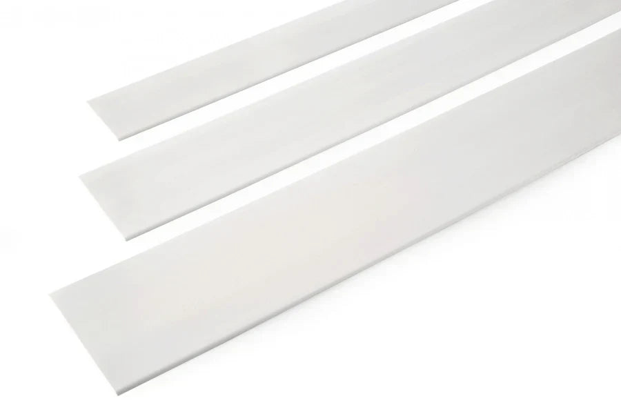 White PVC Plastic Bar Strip Roll Flat Architrave Trim Various Sizes