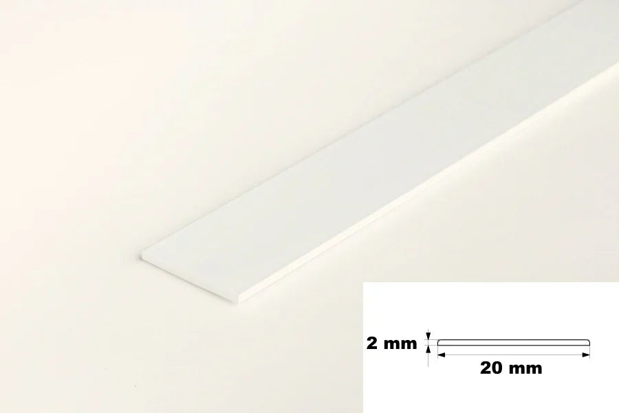 White PVC Plastic Bar Strip Roll Flat Architrave Trim Various Sizes