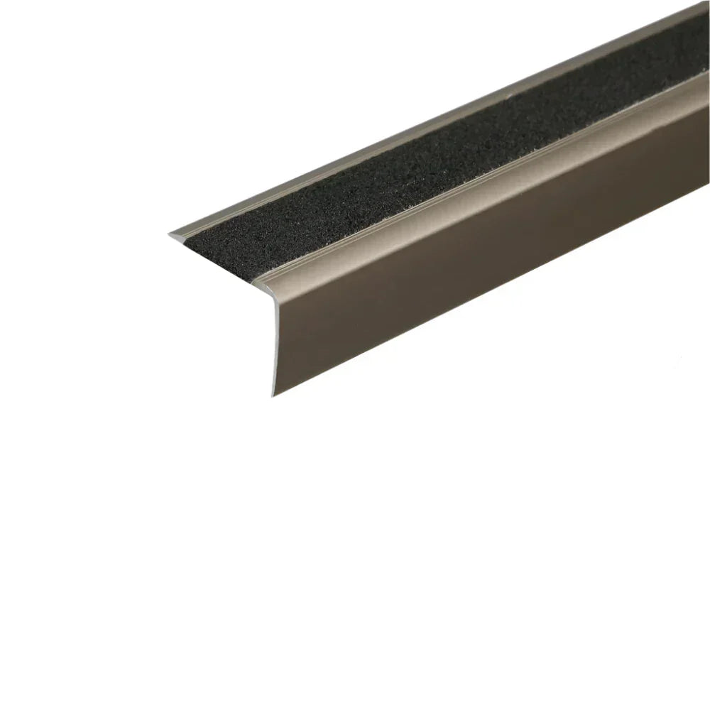 A44 41 x 26.6mm Anodised Aluminium Non Slip Stair Nosing Edge Trim With Tape