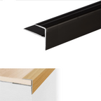 Black metal threshold with installation diagram on a white background