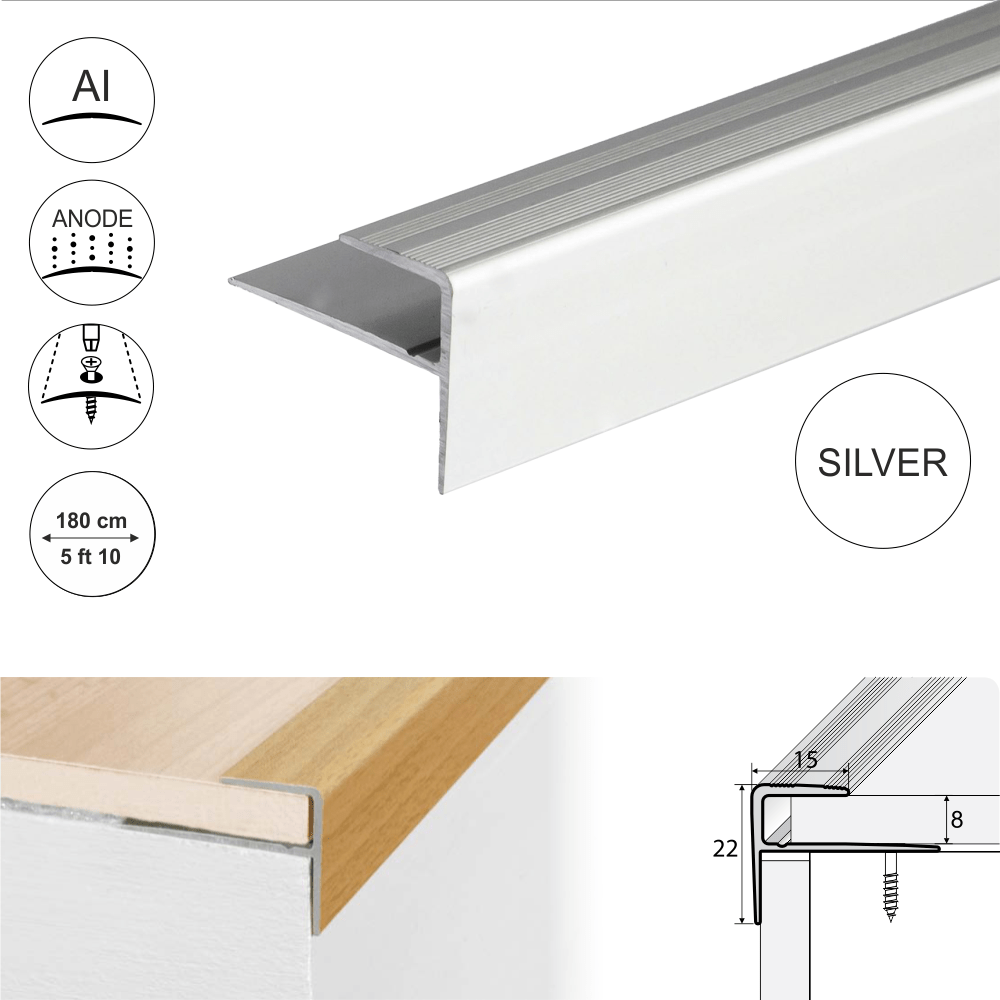 A80 29mm x 17mm x 10mm Stair Nosing Edge Trim Step Edging For Tiles