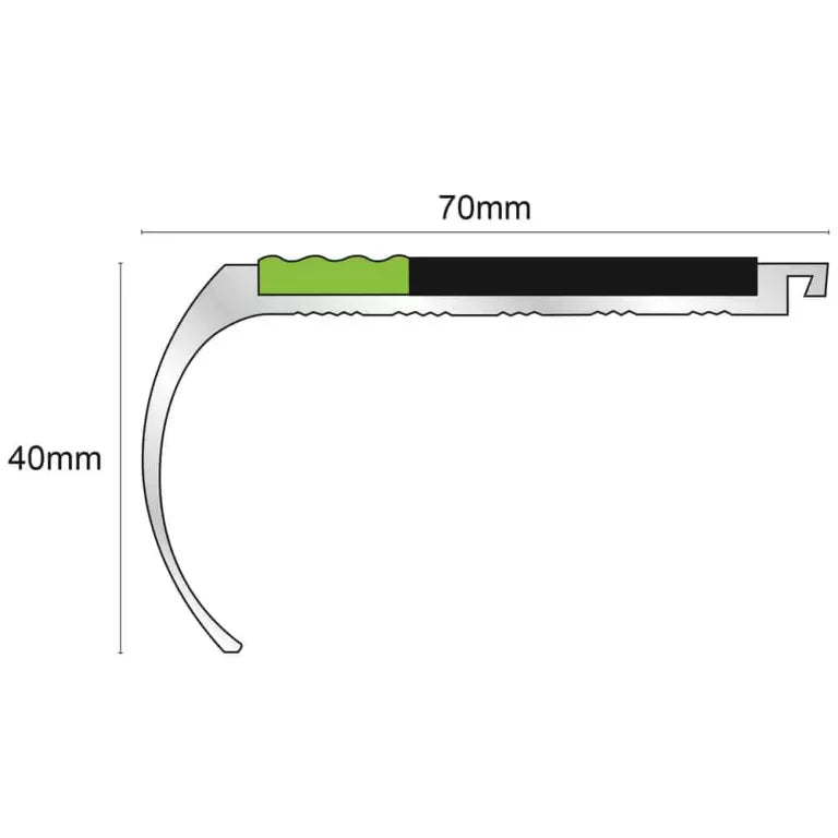 AHD07 70 x 40mm Aluminium Tredsafe Non Slip Stair Edge Trim
