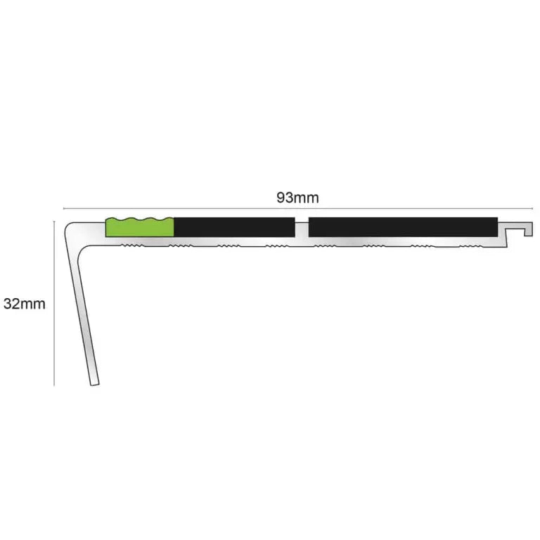 AHD12 93 x 32mm Aluminium Tredsafe Non Slip Stair Edge Trim