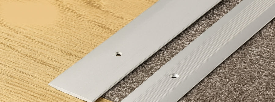 Aluminium Door Threshold Strip 38 MM x 1 M & 2 M Length Carpet to Lamnate Anodised Screw-Fix Silver & Gold - LPOR