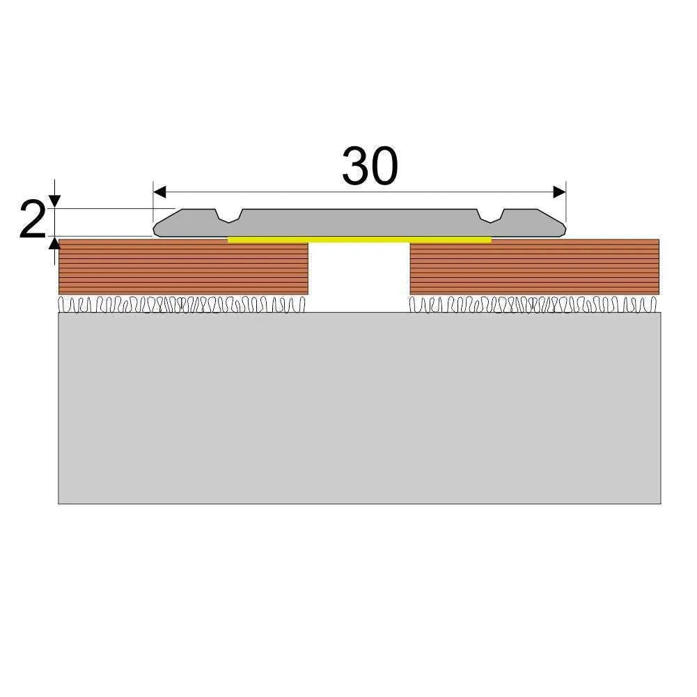 A02 30mm Aluminium Wood Effect Flat Self Adhesive Door Threshold Strip