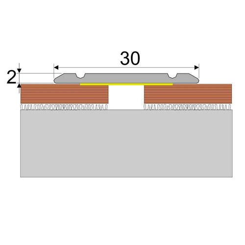 A02 30mm Aluminium Wood Effect Flat Self Adhesive Door Threshold Strip