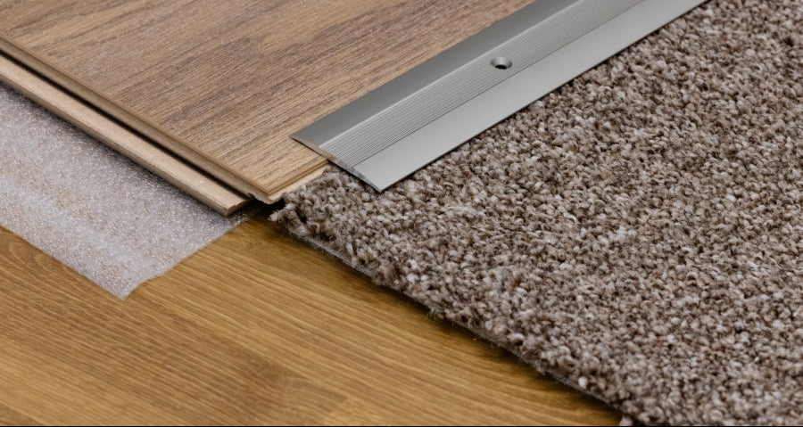 Aluminium Door Threshold Strip 38 MM x 1 M & 2 M Length Carpet to Lamnate Anodised Screw-Fix Silver & Gold - LPOR