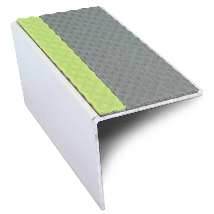ASL TredSafe DDA Compliant Aluminium Non Slip Stair Nosing Edge Trim With Pvc Insert (20 57x55mm )