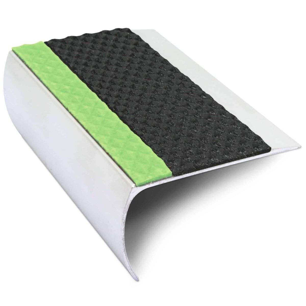 ASL TredSafe DDA Compliant Aluminium Non Slip Stair Nosing Edge Trim With Pvc Insert (20 57x55mm )