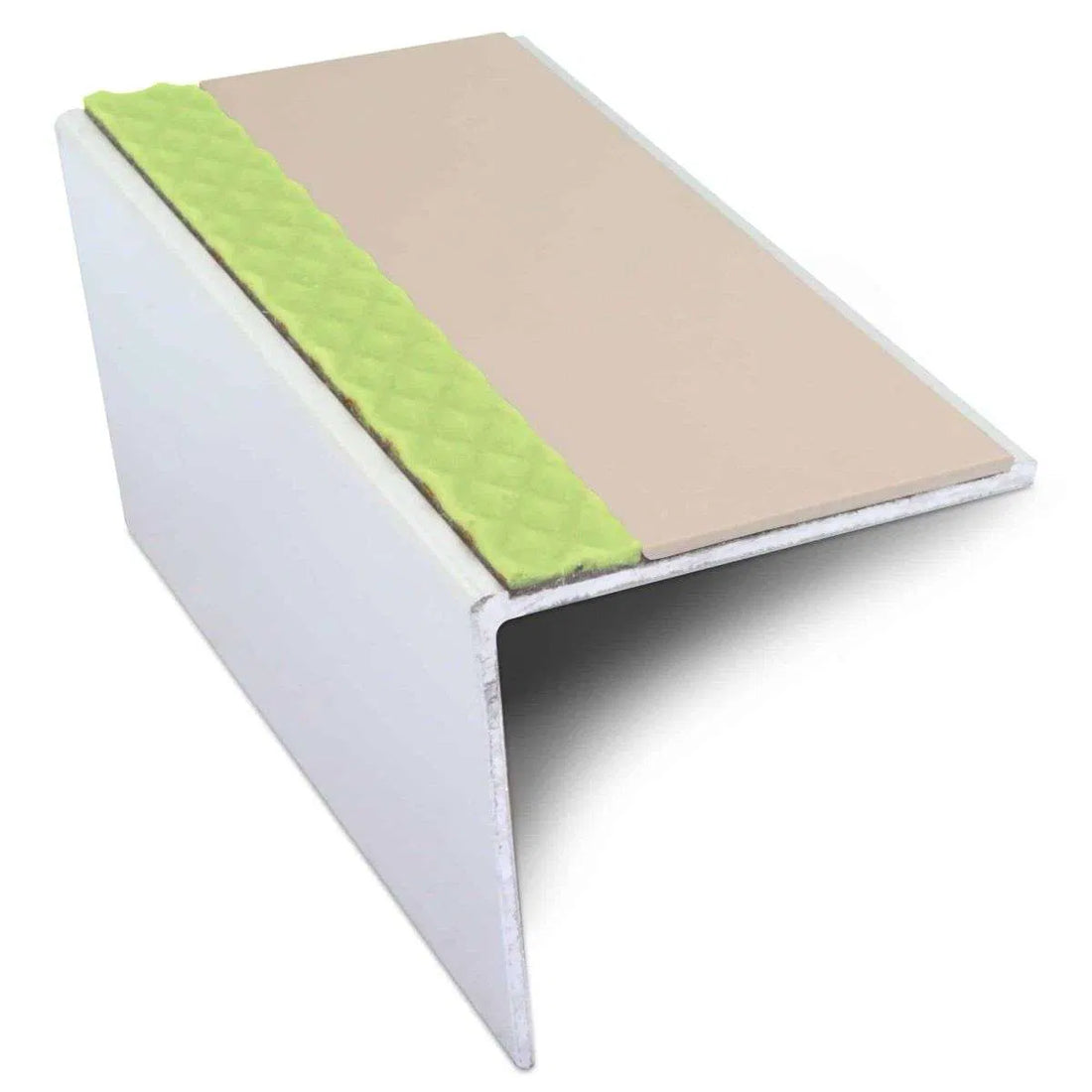 ASL19 56x55mm DDA Compliant Aluminium Non Slip Stair Nosing Edge Trim With Pvc Insert