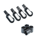 Black Auto-Locking Shock Cord Hook – Heavy Duty 2-Part Plastic Bungee Hook for 6mm and 8mm Elastic Cord