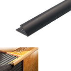 Black PVC door seal strip with dimensions and material information on a white background
