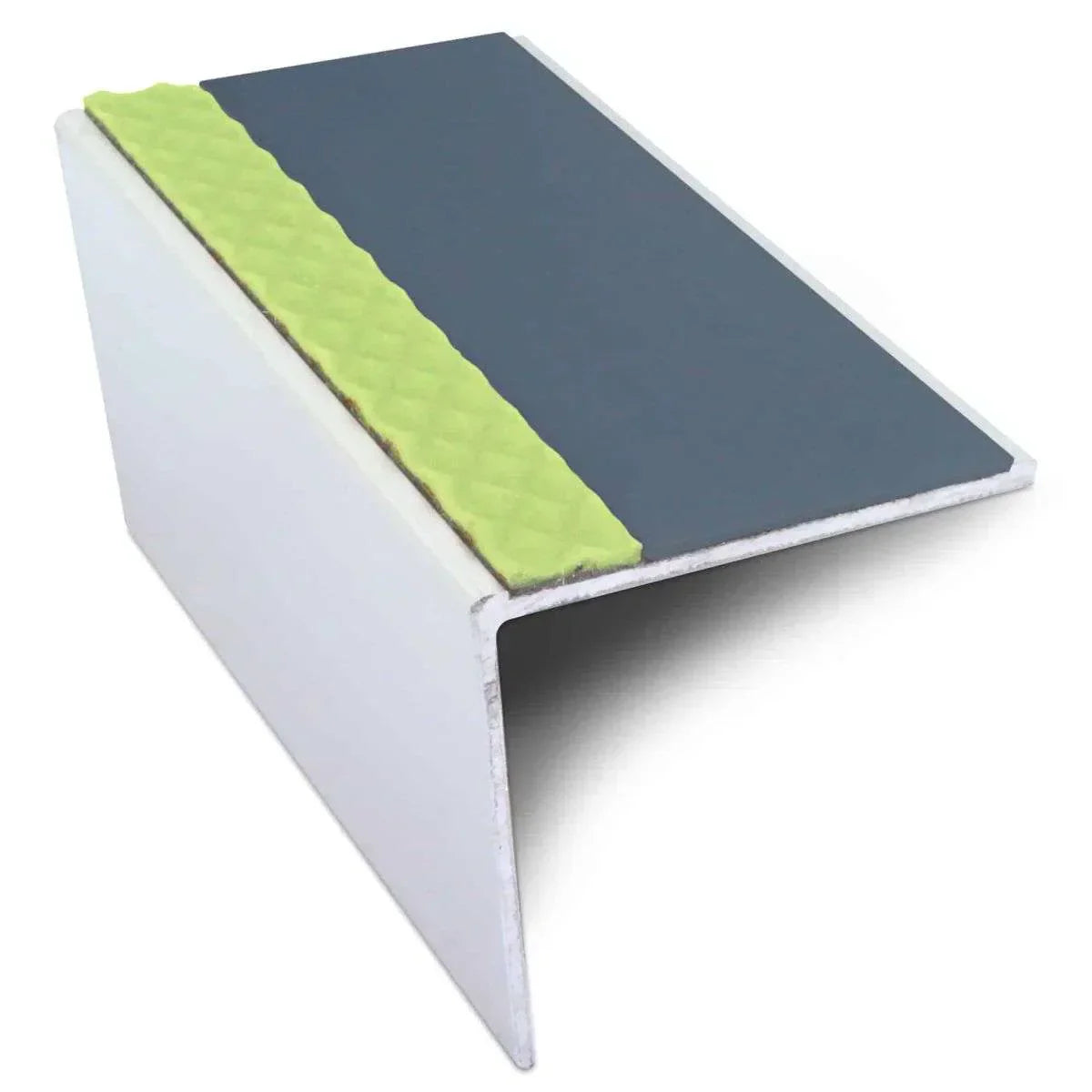 ASL19 56x55mm DDA Compliant Aluminium Non Slip Stair Nosing Edge Trim With Pvc Insert
