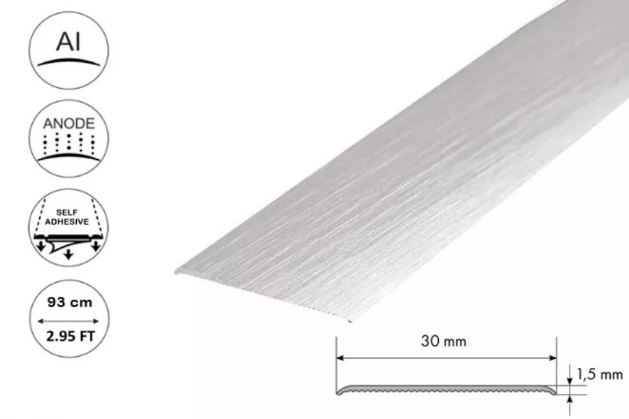Self Adhesive Aluminium Door Threshold Strip 30 MM x 930 MM Length Anodised LPPG30K