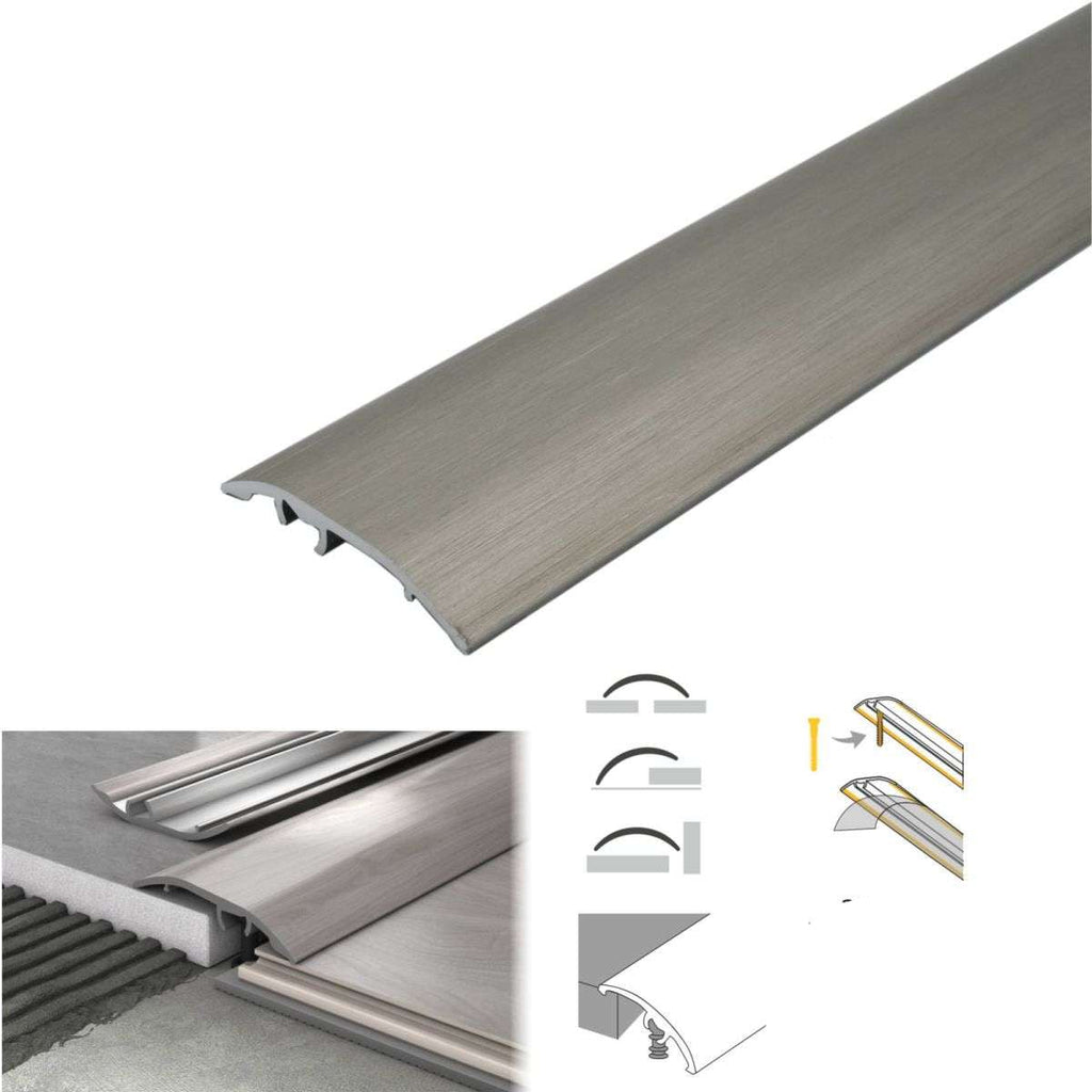 Metallic strip with brushed effect and technical details on a white background