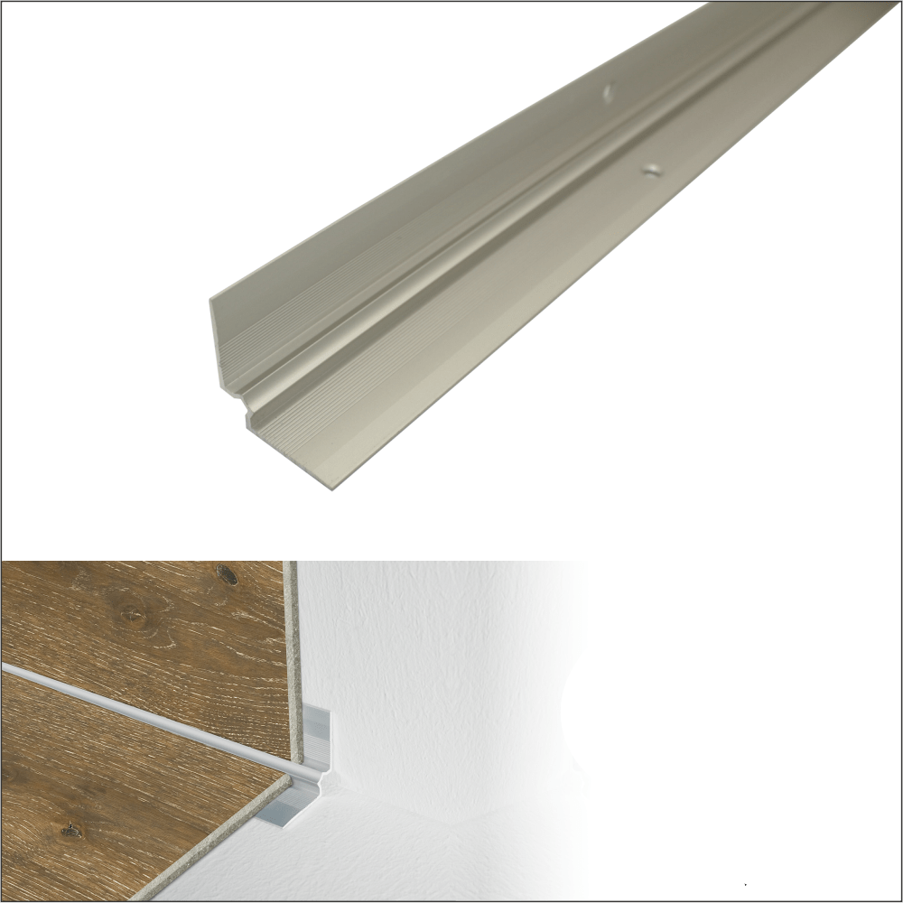 Silver door threshold with installation details on a white background